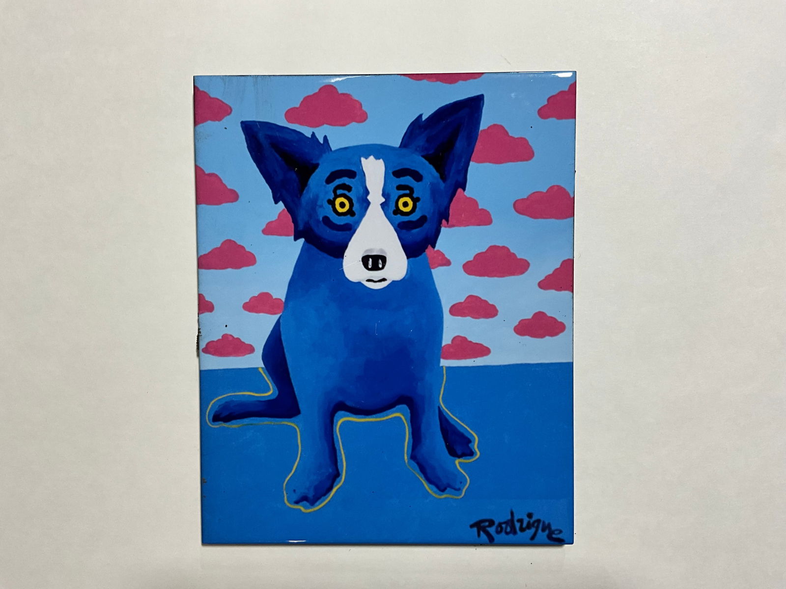 Blue Dog Ceramic tile: Measures 8 x 10 inches