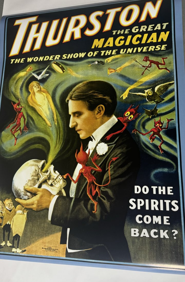 Thurston The Great Magician Poster: Unknown Printing Date, mounted to linen, measure 46 x 36 inches