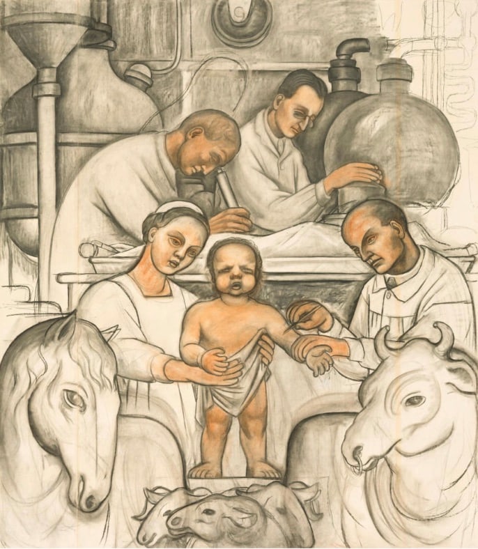 Diego Rivera "Vaccination, Early Stages, 1932" Offset Lithograph (1 of 1)
