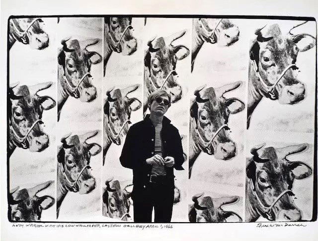 FRED MCDARRAH Andy Warhol with his Cow Wallpaper, Castelli Gallery Photo print (1 of 1)