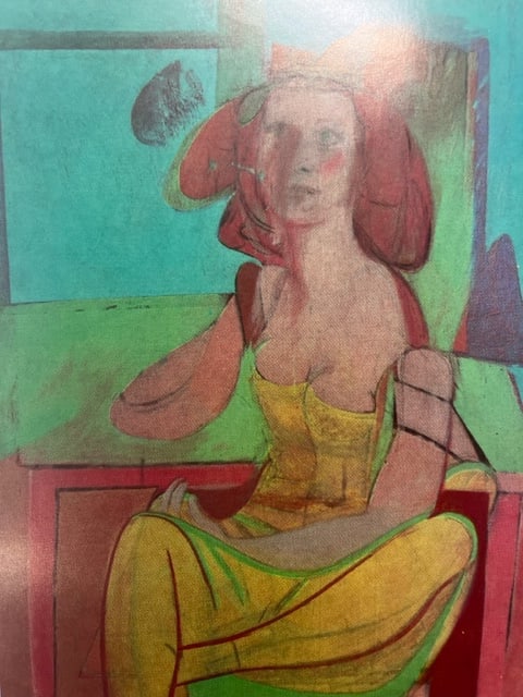 Willem de Kooning "Seated Woman" Print.: Willem de Kooning (1904-1997) was a Dutch-American abstract expressionist painter and sculptor. He was born on April 24, 1904, in Rotterdam, Netherlands. De Kooning is considered one of the most influ