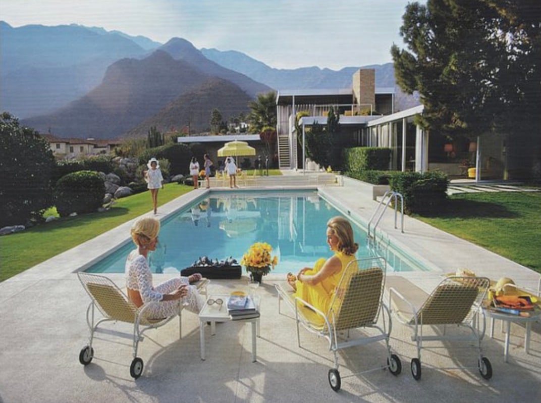 Slim Aarons "Poolside Gossip, 1970" Wood Print (1 of 1)