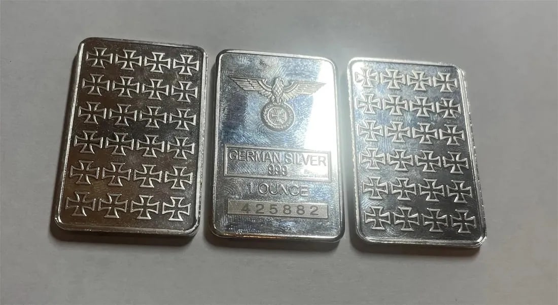 Deutsche Reichsbank Silver Bars (3): Nazi Germany also sought to acquire silver during its time in power, although to a lesser extent compared to their focus on gold. Silver was valued for its use in industrial applications, as well as f