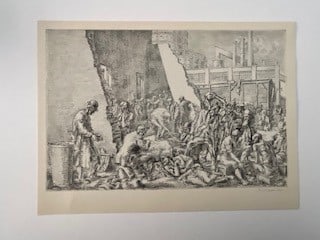 Reginald Marsh “The Jungle?? Lithograph: Measures 11 1/4 x 8 1/2 inchesMounted to cardstock Signed in the plate