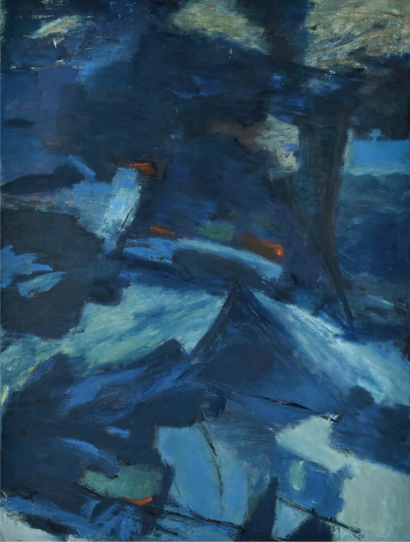 Alma Thomas "Blue Night, 1959" Offset Lithograph: Alma Thomas (1891–1978) was an African American artist known for her vibrant and abstract paintings that celebrated color, light, and rhythm. She was a pioneering figure in the Washington Color Scho