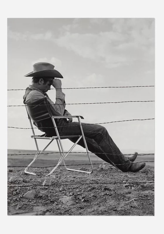James Dean1955: James Dean on the set of Giant by Frank Worth 1955 with Stamp, 16.00 X 20.00 Inches
