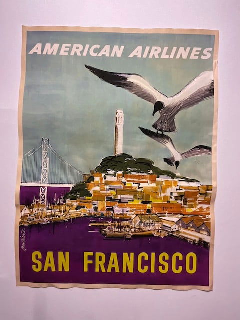 San Francisco American Airlines Poster mounted on Linen (1 of 7)