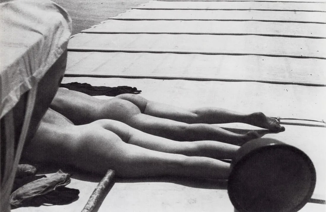 Jacques Henri Lartigue "Bibi and Denise on Deck' Photogravure: Measures: 9 1/2 x 6 1/4 inches print and mounted