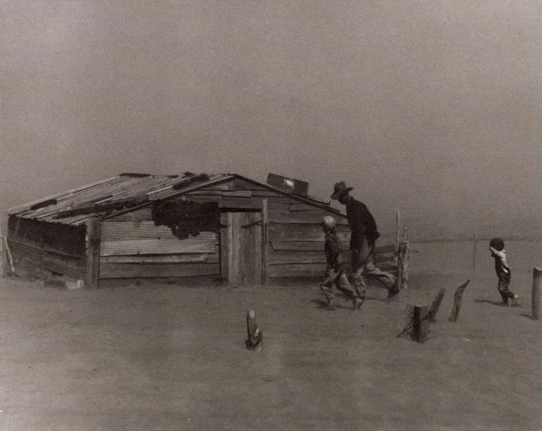 Arthur Rothstein "Dust Storm, Oklahoma": Measures: 6 1/2 x 5 inches print and mounted