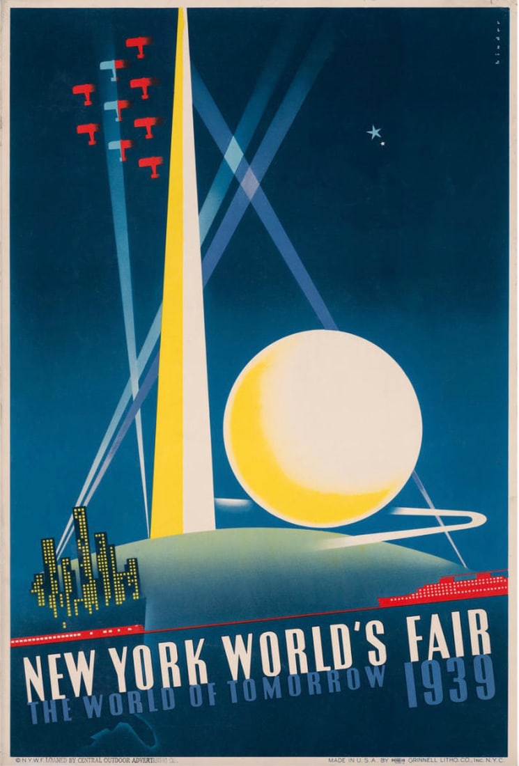 Joseph Binder "New York Worlds Fair, The World of Tomorrow, 1939" Poster Print (1 of 5)