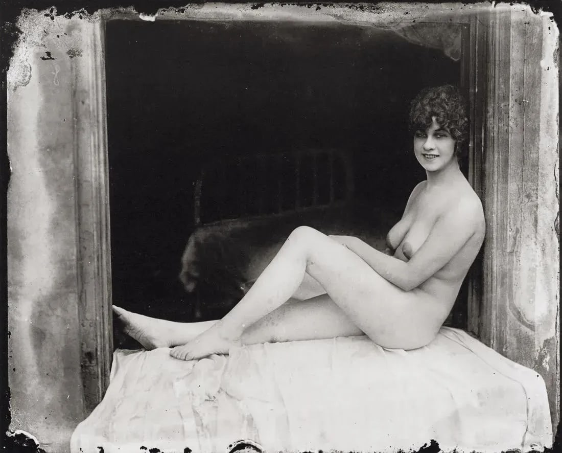 E.J. Bellocq "Seated Storyville Prostitute 1912": Measures: 10 x 8 inches print, and mounted