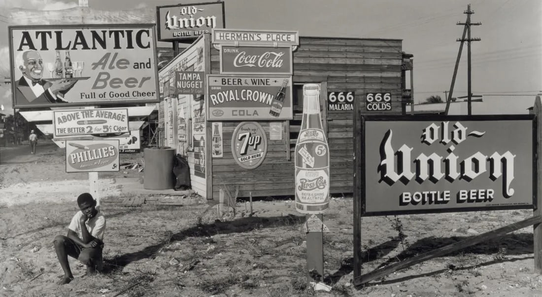 Arnold Newman "Billboards, West Palm Beach, 1940" Print: Measures: 9 1/2 x 5 1/3 inches print and mounted