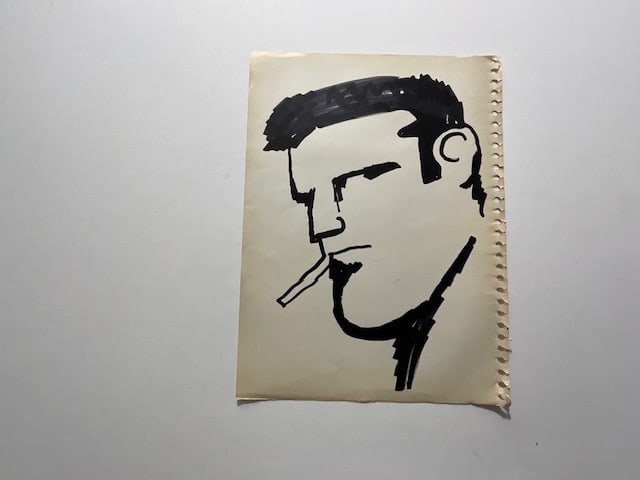 Untitled Drawing Ink on paper.: Untitled Drawing Ink on paper. Measures approx 9.00 X 12.00 Inches. Rough condition, see pics. Sold as is , unknown artist