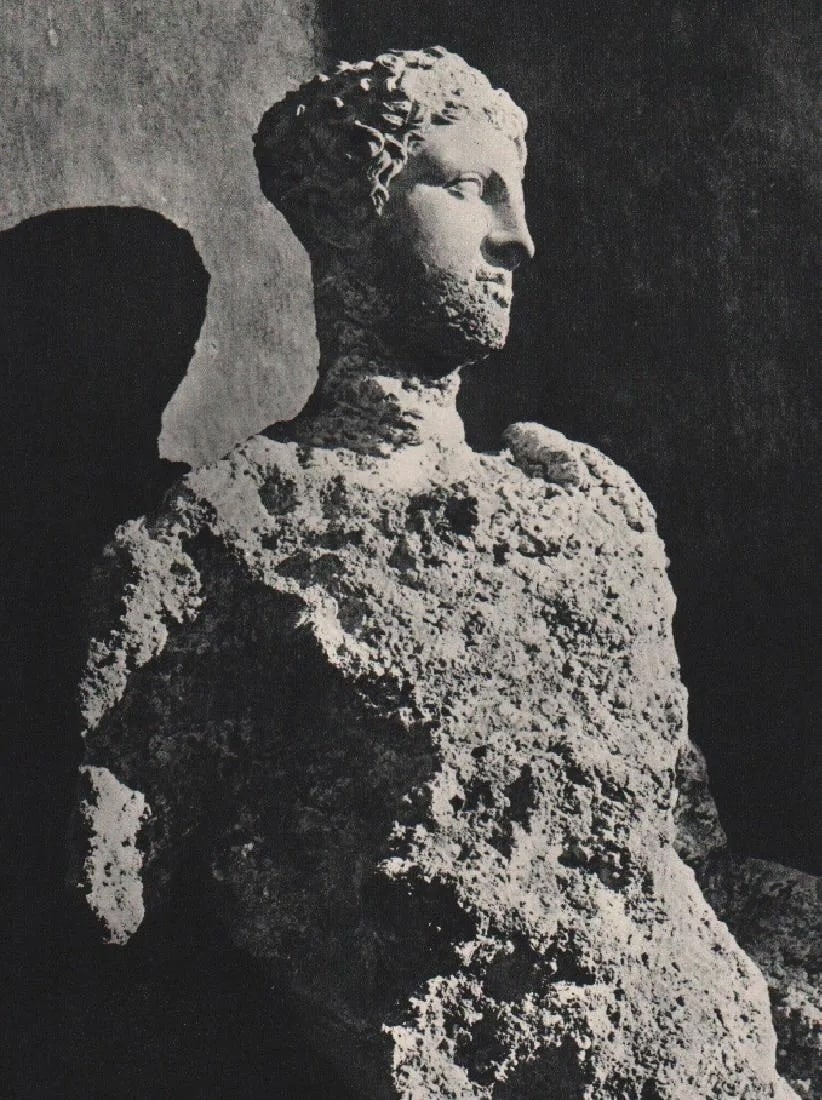 Herbert List " Statue, Greece": Measures: 7 x 9 inches print and mounted