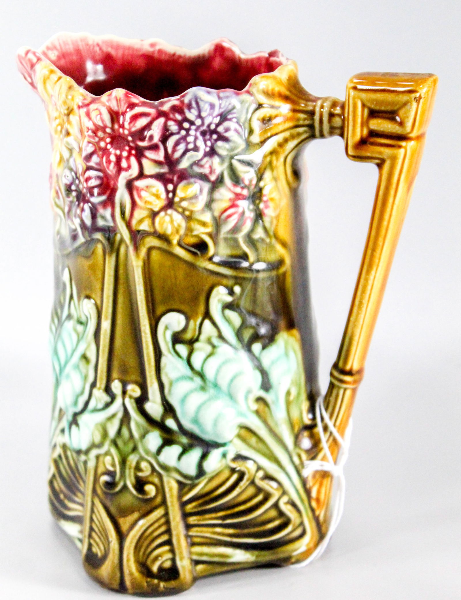 Frie Onnaing Majolica Hyacinth and Fern pitcher jug (1 of 7)