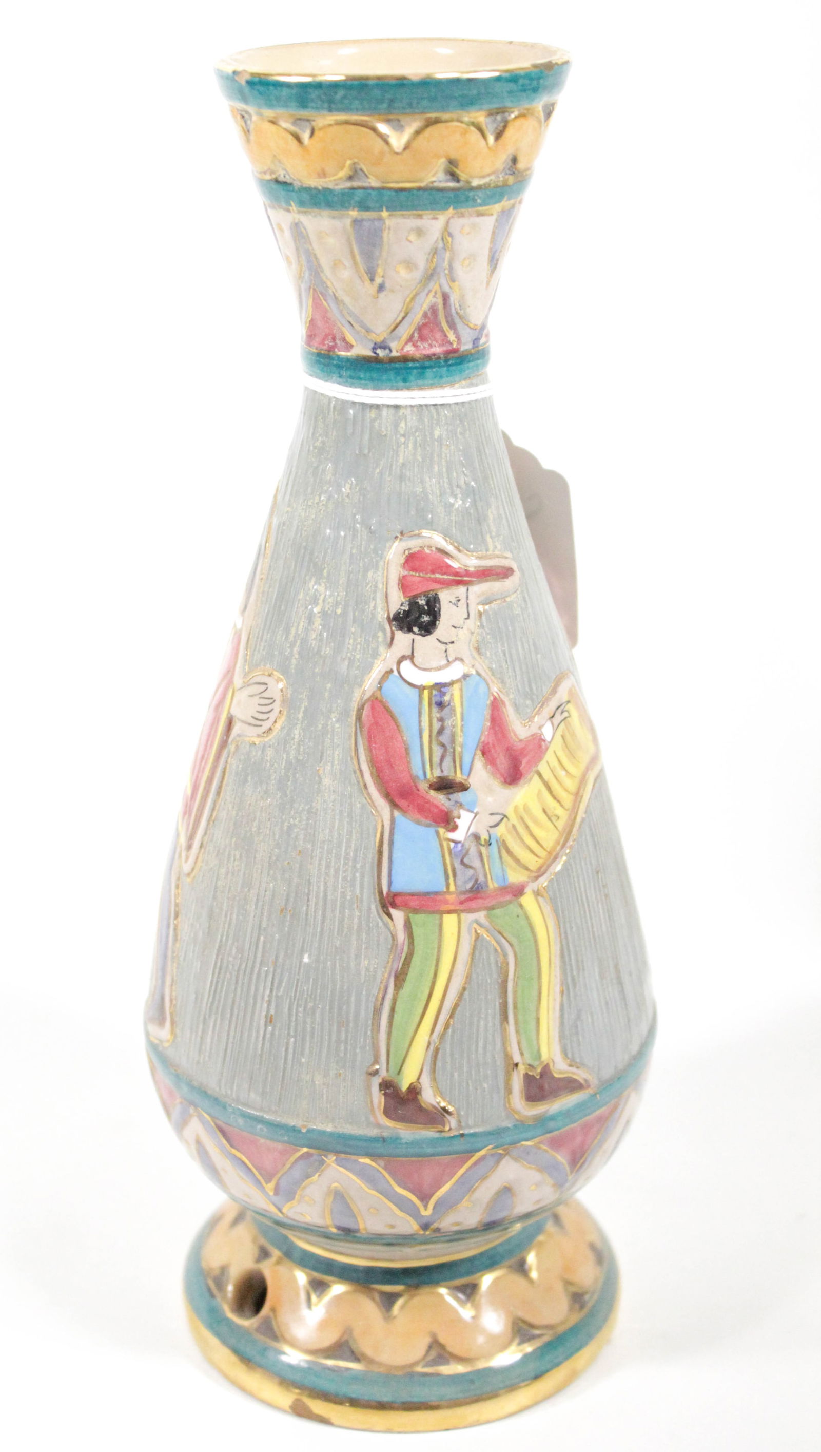 Vintage Italian Majolica Hand painted Vase Story telling princess and two men (1 of 9)