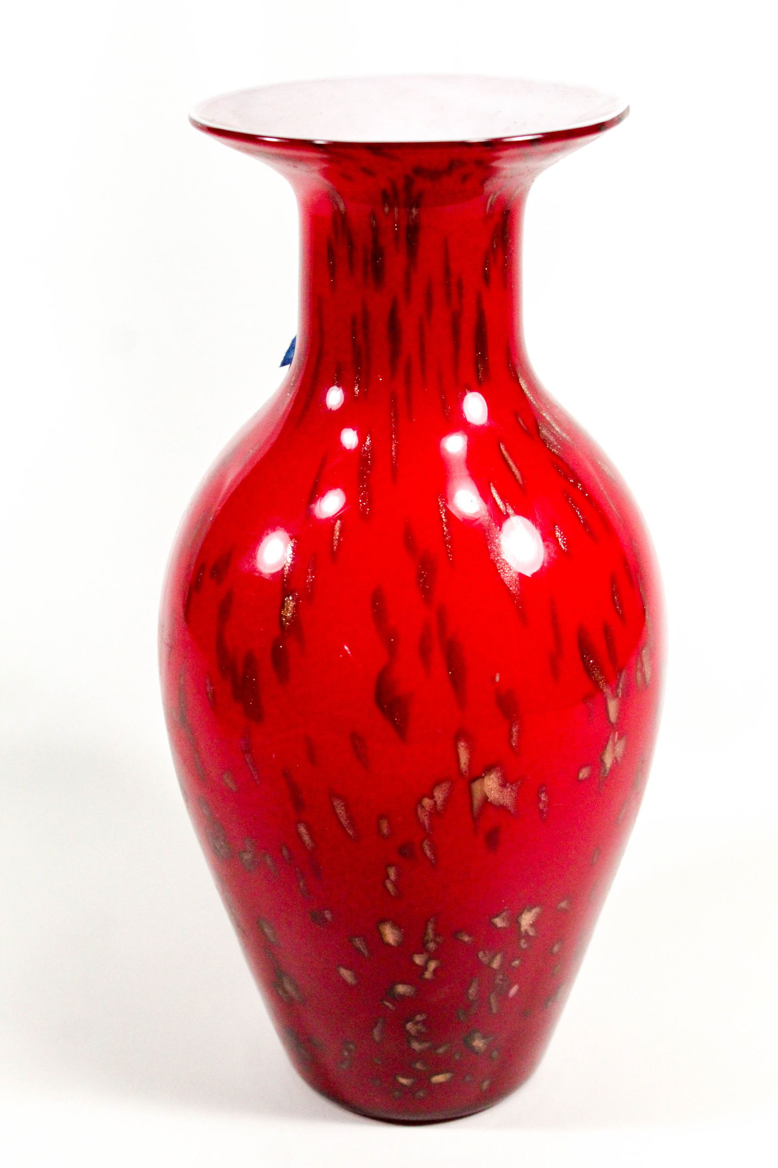 Vintage Red Murano style Glass Vase with gold flecks. (1 of 11)