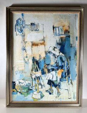 “Woman in Chair"; oil painting, signed Agop Cheleklan