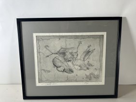 Skulls signed by Sally Lowe and numbered 12/82