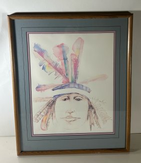 Sarah Rogers Watercolor of Native American