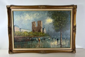 Parisian Scene with Notre Dame Cathedral by Mary Botto