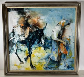 Woman With Donkey by Agop Chalekian