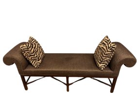 Baker Furniture Bench with Pair of Zebra Pillows