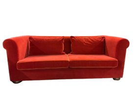 Custom Orange Velvet Sleeper Sofa