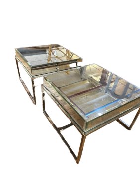 Pair of Mirrored End Tables