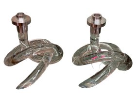 Interlude Lucite Candlestick Holders