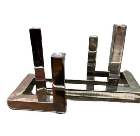 Funky Modern Polished Nickel Candelabras