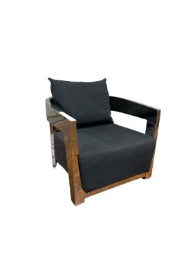 Modern Stainless Steel Chair with Dark Grey  Upholstered Seat