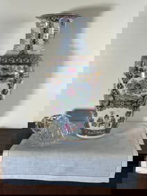 Vintage Rose Medallion Chinese Porcelain Vase