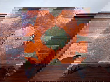 Antique Tansu Cabinet Stand with Brass Accent and Slideout Lock