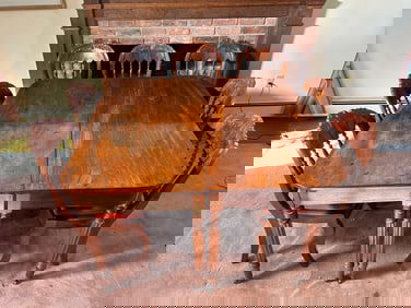 Antique George III Style Mahogany Dining Table on Brass Casters