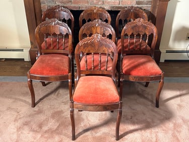 Set of 7 Flame Mahogany American Empire Style Dining Chairs