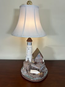 Vintage Garrett's Landing Nautical Chalkware Lamp - Apsit Bros 1978
