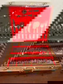 Vintage 1980's S King's Bee Solid Nickel-Bronze Flatware Set Made in Thailand