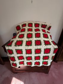 Vintage Hand Crocheted Roseanne Style Granny Square Afghan