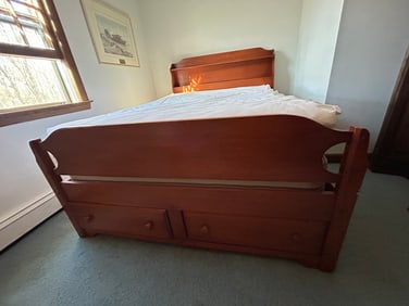 Vintage Full Sized Solid Wood Bed Frame with 2 Storage Drawers