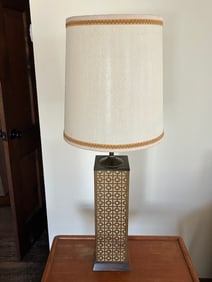 Vintage Mid Century Breeze Block Pattern Lamp with Shade