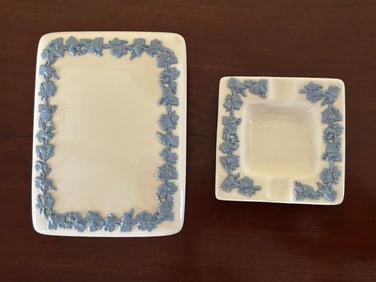 Vintage Wedgwood Embossed QueensWare Etruria & Barlaston Covered Box & Ashtray.