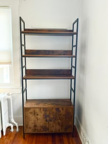 Industrial Wood and Metal Storage Unit with 3 Shelves