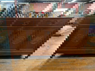 Asian Carved Cherrywood Sideboard