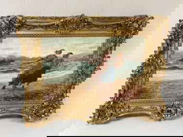 Philip Richard Morris (British, 1836-1903) Oil on Canvas Seascape with two Women