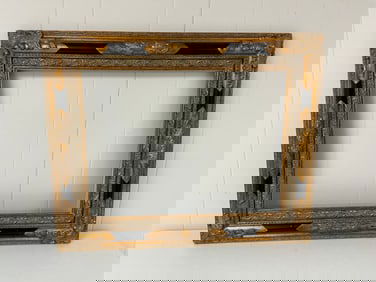 Vintage Distressed Black and Gold leaf Wooden Ornate Picture Frame