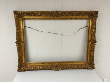 Antique Carved Wood and Gesso Gilt Frame