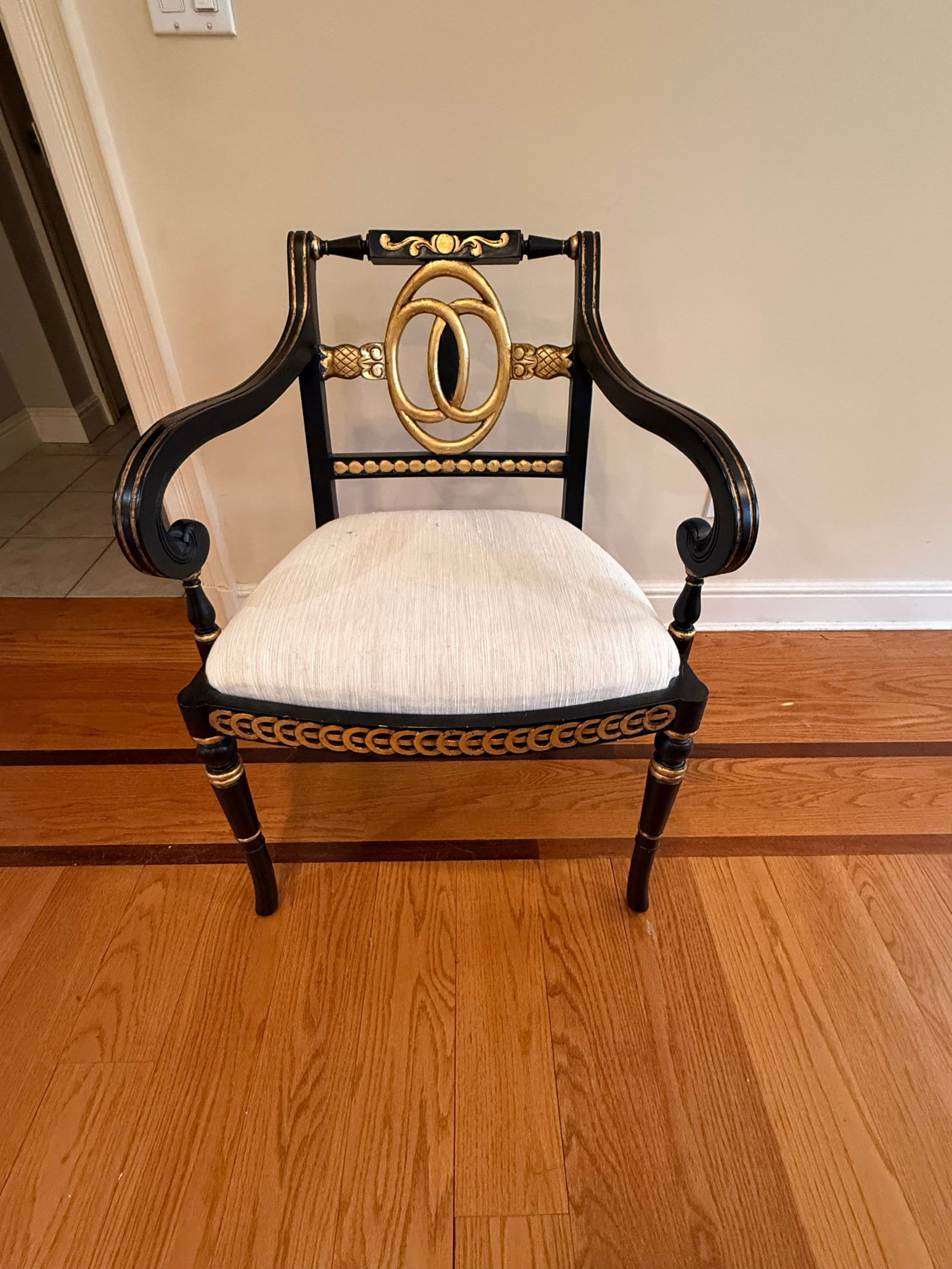 Regency Neoclassical Chair: Black Wood with Gold Accents by Furniture Classics, Ltd.25x18×33