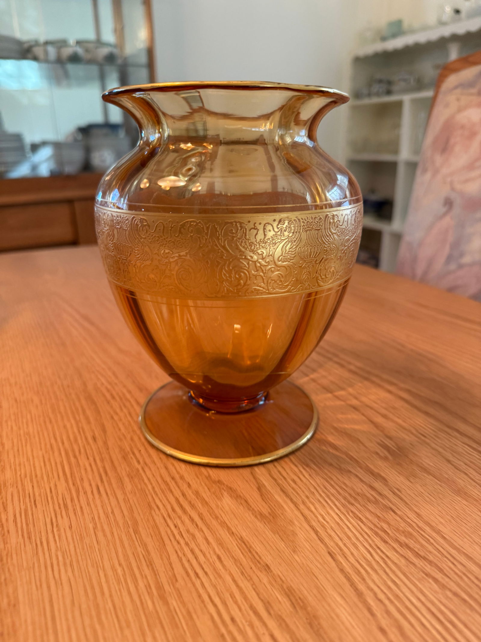 Rare Antique Fustoria Amber Glass Vase: Gorgeous Rare Amber Glass VaseMade in 1927