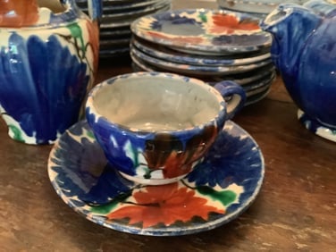 Vintage Set of Hand-painted Mexican Pottery Tableware (1 of 9)